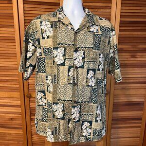 IIOLANI SZ LARGE SS COTTON HAWAIIAN SHIRT - MADE IN HAWAII